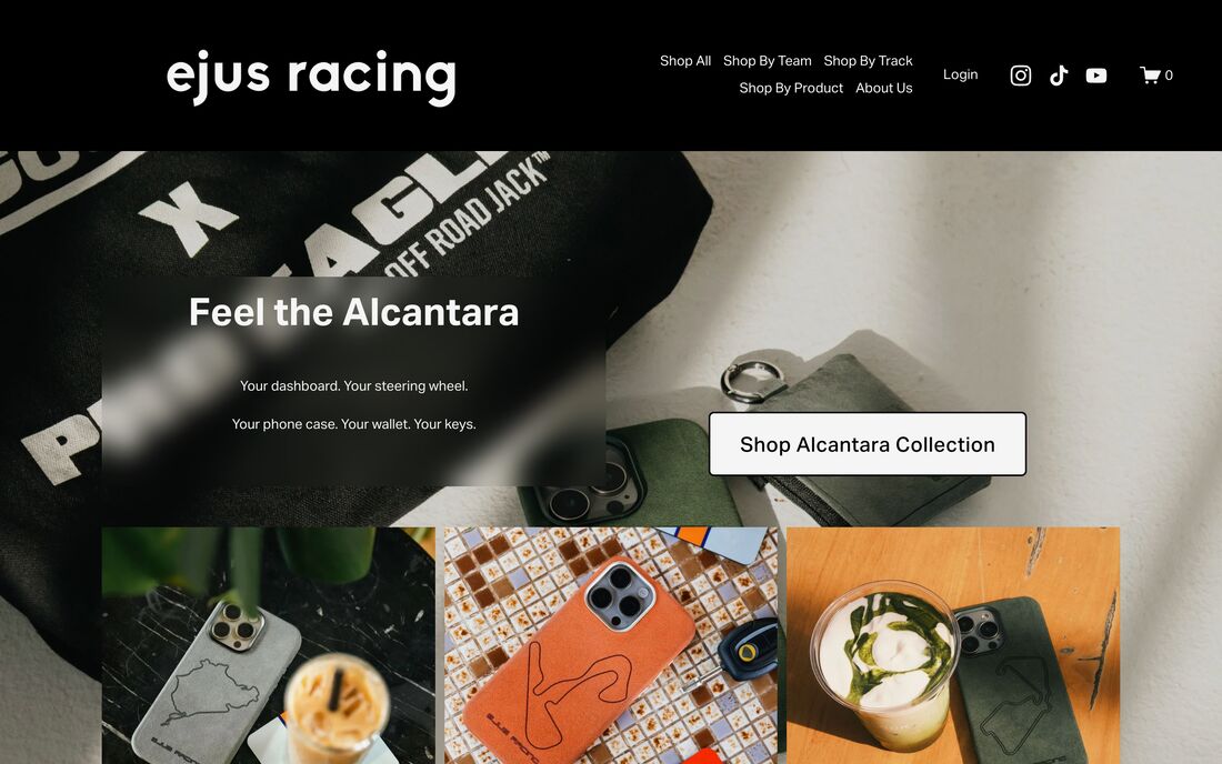 Screenshot of the Ejus Racing home page