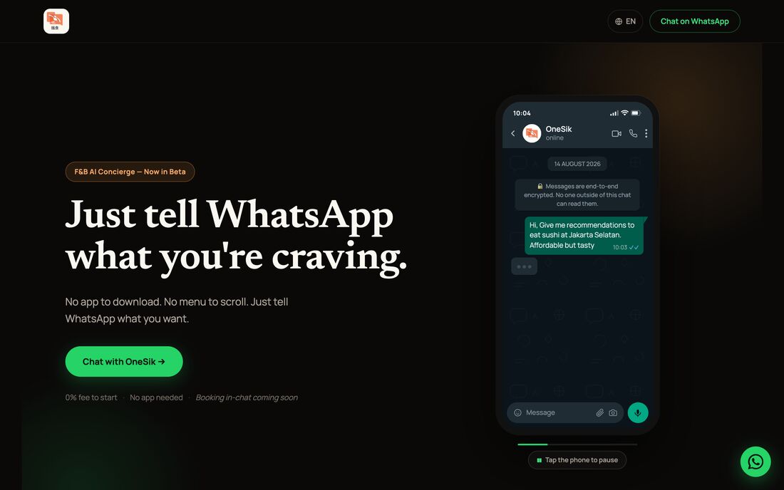OneSik: food ordering through a WhatsApp conversation