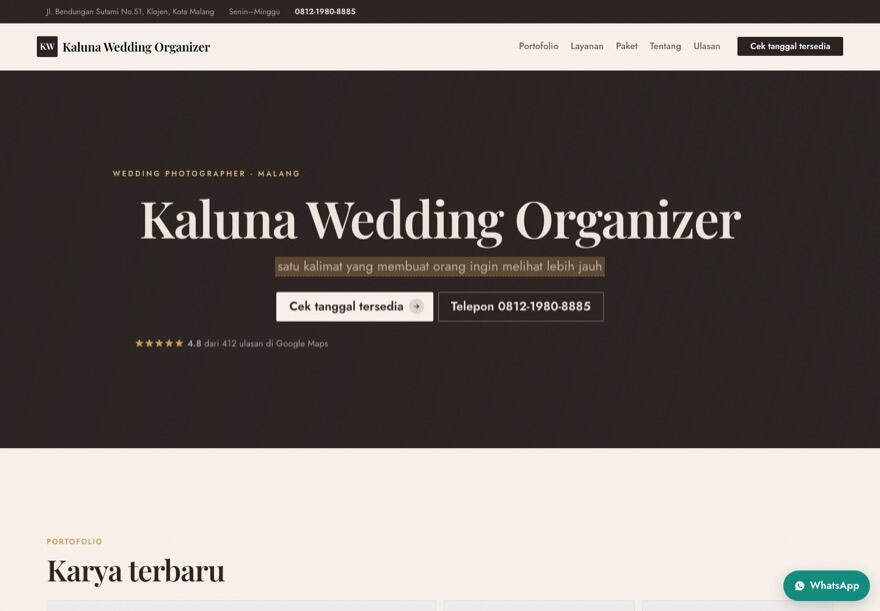 Page design for a creative studio