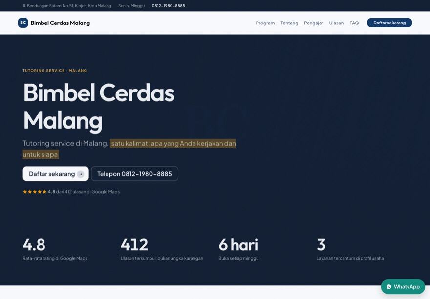 Page design for a course provider